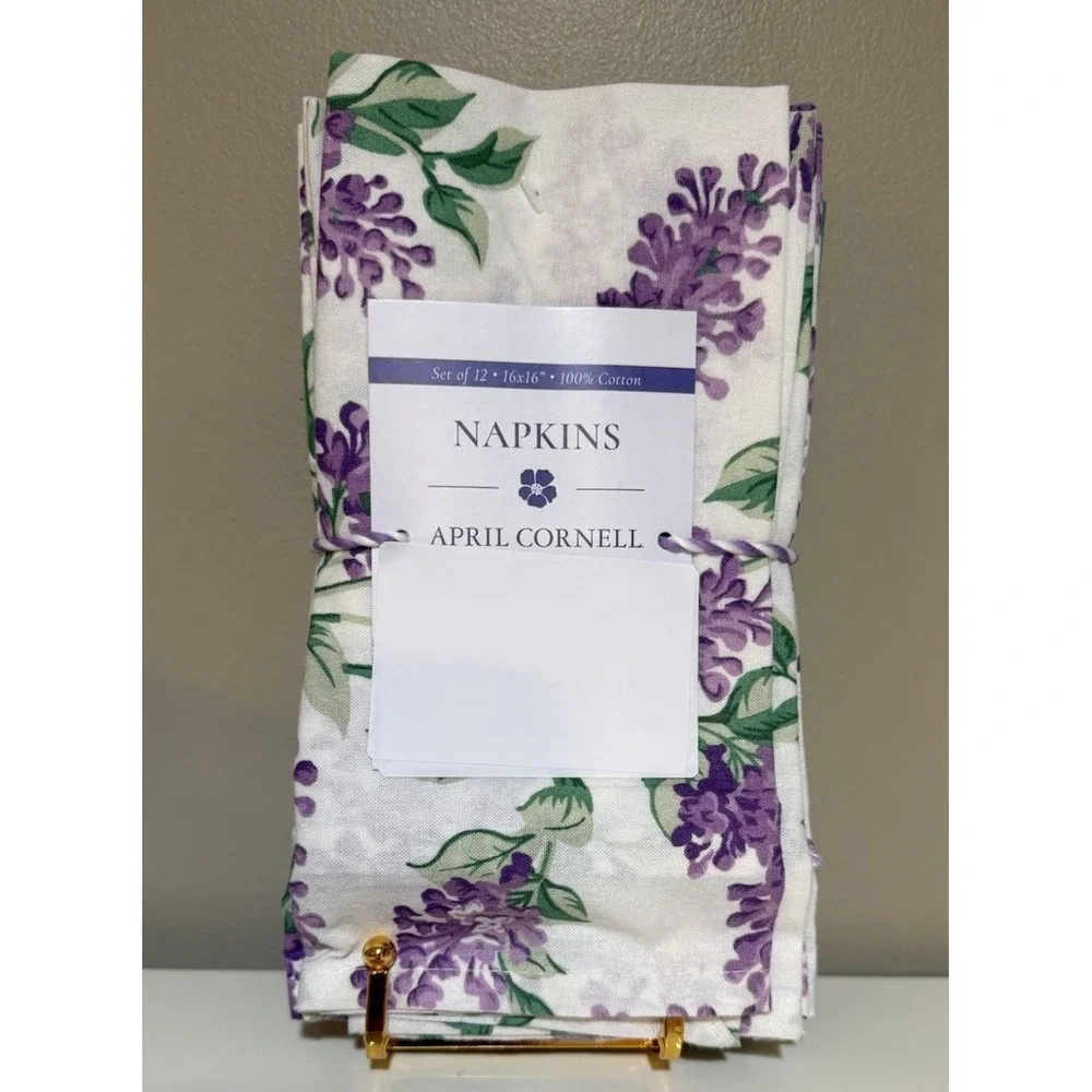 APRIL CORNELL DINNER NAPKINS (12) LILAC PURPLE‎  16 X 16 100% COTTON /NIP